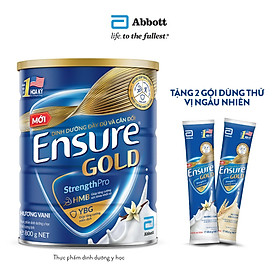 Thực phẩm dinh dưỡng y học: Ensure Gold 800g - Tặng 2 Gói Dùng Thử (vị ngẫu nhiên)