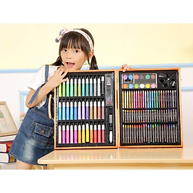 HỘP BÚT MÀU, BÚT CHÌ MÀU 150 CHI TIẾT ( HỘP GỖ )