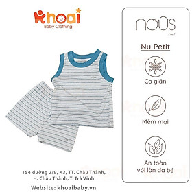 Bộ ba lỗ Nous petit kẻ xanh trắng - Chất liệu Nu Petit 95% cotton thiên nhiên