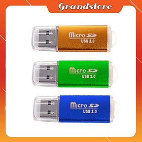 Đầu đọc thẻ nhớ Micro SD vỏ nhôm chuẩn usb 2.0 có đèn tín hiệu và lỗ treo móc khóa, đầu lọc thẻ nhớ mini nhiều màu