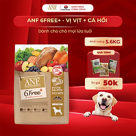 [ 5.6KG] Thức ăn hạt cho chó ANF 6FREE PLUS vị VỊT + CÁ HỒI nhập khẩu Hàn Quốc