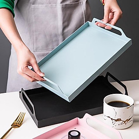 Mua (SẴN) Khay kim loại hình chữ Nhật có quai   Khay bê cafe  đồ ăn