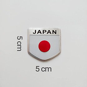 Tem nhôm Logo nhôm hình lá cờ Nhật Bản JAPAN dán trang trí