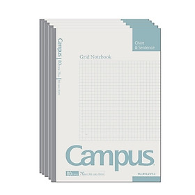 Set 5 vở caro 5x5mm gáy keo Basic Notebook Campus / Tập sinh viên học sinh Campus B5