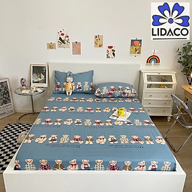 Bộ ga gối cotton LIDACO PL1 decor phòng ngủ vintage drap giường đủ size nệm