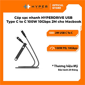 CÁP USB-C TO USB-C 2M HYPERDRIVE DATA & CHARGING 10GBPS + 100W HD-CBG601 - Hàng chính hãng