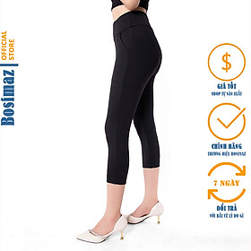 Quần Legging Nữ Bosimaz MS361 lửng túi trước màu đen cao cấp, thun co giãn 4 chiều, vải đẹp dày, thoáng mát.