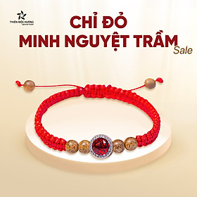 Vòng tay trầm hương chỉ đỏ may mắn Minh Nguyệt Trầm - Charm đá cao cấp, sang trọng- Thiên Mộc Hương