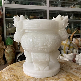Mua Lư hương  bát hương  bát nhang chạm rồng trang trí bàn thờ  mộ đá trắng - Cao 20cm