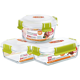 Bộ 3 hộp đựng thuỷ tinh kết hợp hình tròn – vuông – chữ nhật Comet CH18-565859