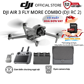 Mua Flycam DJI Air 3 Fly More Combo kèm điều khiển có màn hình (DJI RC 2) camera kép quay video chất lượng 4K HDR - Hàng chính hãng