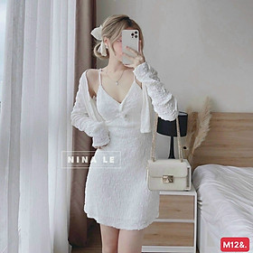 SÉT ÁO KHOÁC KÈM ĐẦM XOẮN NGỰC ĐẦM CÓ MÚT CÓ LÓT CỰC XINH