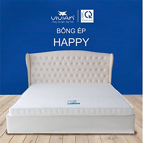 Mua Nệm Bông Ép HAPPY Vivian Thẳng Có Chần (1.6 x 2.0) - Vải Gấm Damask Cao Cấp - Hoa Văn Màu Sắc Ngẫu Nhiên