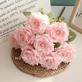 Mua Cụm Hoa Hồng Giả 9 bông dài 45cm đường kính bông 10cm - Hoa Giả