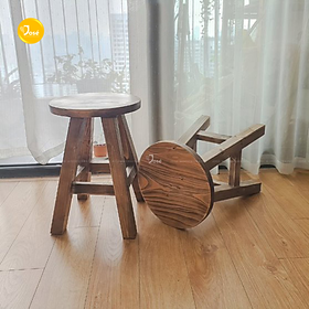 Mua Ghế Đôn Gỗ Thông Tự Nhiên Vân Gỗ Nổi Đẹp JOSE / Ghế Tròn Ngồi Bàn Trà Và Ban Công Trang Trí Nhà Cửa