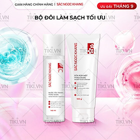 Bộ đôi làm sạch sâu cho da Sắc Ngọc Khang: Nước tẩy trang 145ml + Sữa rửa mặt 100g