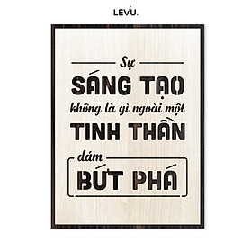 Tranh slogan bằng gỗ khắc chữ LEVU LV110 
