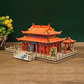 Đồ chơi lắp ráp gỗ 3D Mô hình Học viện Khổng tử Confucius Institute - Tặng kèm Đèn LED trang trí