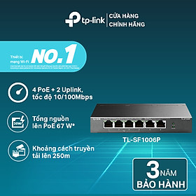 Bộ Chia Tín Hiệu Switch Để Bàn TP-Link TL-SF1006P 6 Cổng 10/100Mbps với 4 Cổng PoE - Hàng Chính Hãng