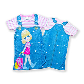 Váy bé gái giả yếm vải thun in hình 3D họa tiết hiệu MIMYKID, đồ trẻ em - LMTK-V03H3 - Giao màu ngẫu nhiên