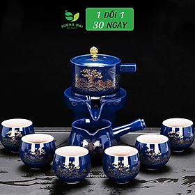 Mua Bộ ấm chén pha trà cối xay 9 món xanh dương