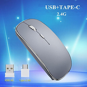 Chuột Không Dây 2.4G Im Lặng PC Mause Sạc Thiết Chuột USB +-C Kép Thu Chuột Quang Cho laptop - one