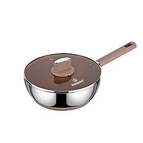 Chảo Inox 316 liền khối 7 lớp phủ chống dính Nano Titanium Shield Kalpen size 20cm,24cm,26cm,28cm đáy từ - Hàng chính hãng