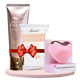 Máy rửa mặt LACO LUXURY hình trái tim – TẶNG sữa rửa mặt DNA và bông tẩy trang