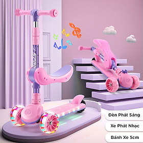 Xe Trượt Scooter Vinbuy 3 Bánh Có Nhạc, Đèn Phát Sáng, Bánh Xe Cao Cấp 5cm, Xe Trượt Chịu Lực 100kg - Hàng Chính Hãng