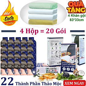 Bộ 4 Hộp = 20 gói màu nhuộm tóc LETMIMO màu Nâu Đen_2N, 22 loại thảo mộc + QUÀ TẶNG 4 khăn gội bestke 100% cotton 83*33cm