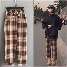 Quần Caro v2 sọc mẫu mới - Quần Plaid Pants Nâu - quần plaid pant xám unisex
