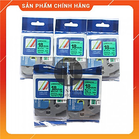 Mua  Combo 5 hộp  Nhãn In Cho Brother Tz2-741 - Đen nền xanh lá 18mm x 8m - Hàng chính hãng