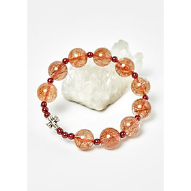 Vòng Chuỗi Mân Côi Đá Thạch Anh Tóc Đỏ hạt đá 12mm, ni 52mm - Ngọc Qúy Gemstones