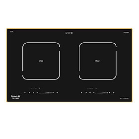 Bếp điện 02 từ CANAVAL CA-9969 Inverte Bo điều khiển Italia Chíp điều khiển SIMENS Mặt kính Ceramic Viền vàng 4 cạnh - Màu đen (4000W) - Hàng chính hãng Malaysia