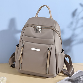 Balo Nữ, Balo Hàn Quốc Dây Kéo Đôi Nhiều Ngăn Chứa Cho Nữ, Xinh Xắn Đi Học, Đi Làm, Đi Du Lịch, Vải Oxford Chống Thấm Cao Cấp - XÁM