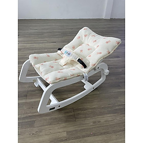 Ghế rung và bập bênh gỗ BUBI - White Frame w Pink Rabbit Top