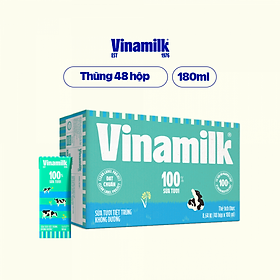 Thùng 48 Hộp Sữa Tươi Tiệt Trùng Vinamilk 100% Không Đường (180ml / Hộp)