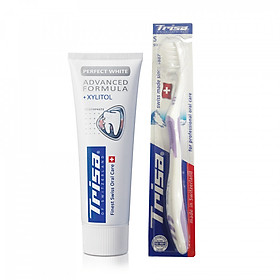 Kem Đánh Răng TRISA Perfect White 75ml + Tặng Kèm Bàn Chải Đánh Răng Trisa Uno