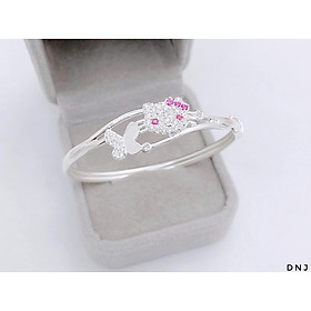 Bộ trang sức trẻ em mặt kitty bằng bạc MS37c