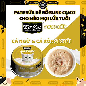 Pate Kit Cat - Pate KitCat Sữa Dê Bổ Sung Canxi Cho Mèo Mọi Lứa Tuổi (Lon 85g) - Cá Ngừ&Cáhunkhoi