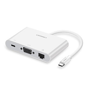 Mua Bộ chuyển đổi đa chức năng USB Tpe C sang VGA + Lan + USB 3.0 + USB 2.0 UGreen 030439 - Hàng Chính Hãng