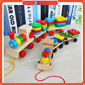 Đồ chơi tàu hoả lắp ráp bằng gỗ - Hàng chính hãng