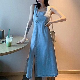 Đầm jeans sát nách cổ vuông xẻ tà Mã: DA5350