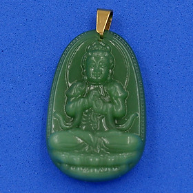 Mặt Phật Đại Nhật Như Lai thạch anh xanh size nhỏ 3.6cm - phật bản mệnh tuổi Mùi và tuổi Thân