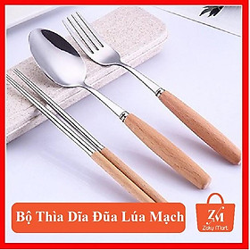  Bộ Thìa Dĩa Đũa Lúa Mạch Có Hộp Tiện Dụng