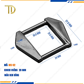 Khoen quai túi xách 20mm, Khoen d túi xách, Khoen vuông gắn túi xách mạ điện độ bền 5-8 năm