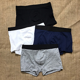 Combo 4 quần lót nam boxer thun cotton, sịp đùi nam đơn giản màu trơn, kiểu dáng boxer nam tính kết hợp thiết kế đơn giản trẻ trung