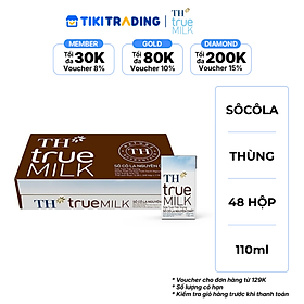 Thùng 48 hộp sữa tươi tiệt trùng TH True Milk sôcôla nguyên chất 110ml