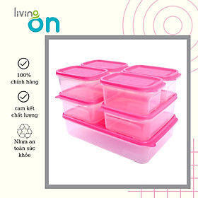 Mua Combo 7 hộp nhựa đựng thực phẩm Hàn Quốc- Set 06 - Màu Hồng