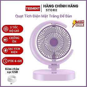 Mua Quạt Để Bàn Tích Điện Mini 3 Cấp Độ Gió Teement  Tích Hợp Đèn Ngủ Động Cơ Không Tiếng Ồn Pin Pin 1200mah   Điều Chỉnh Lên Xuống 360°- Hàng Chính Hãng